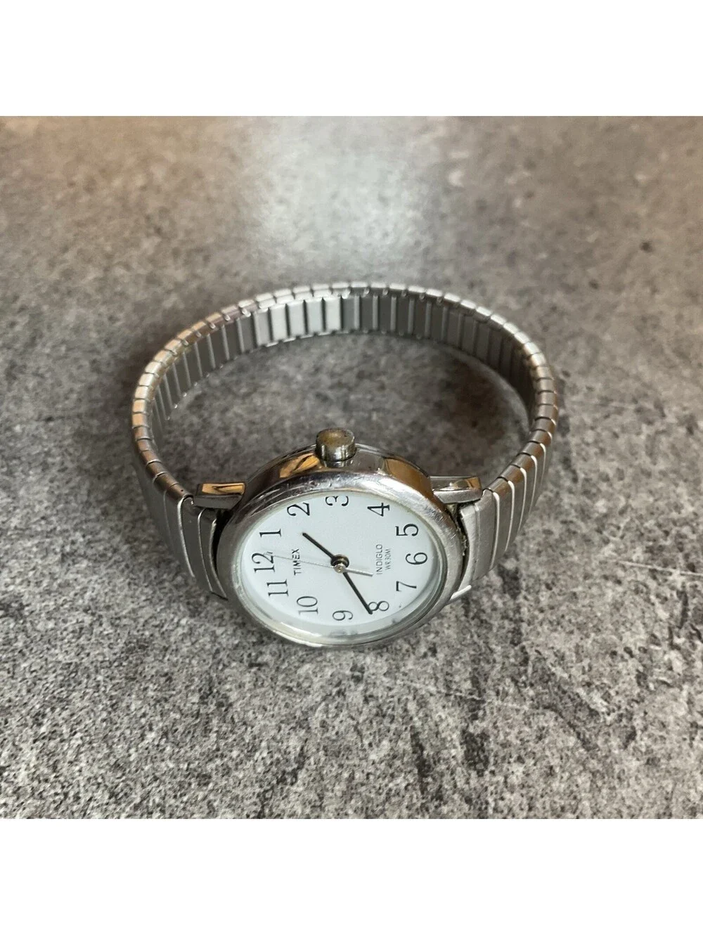 Timex Easy Reader Womens Watch Silver Tone Case & Band W/Expansion Band Bin Z